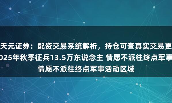 天元证券：配资交易系统解析，持仓可查真实交易更透明 俄2025年秋季征兵13.5万东说念主 情愿不派往终点军事活动区域